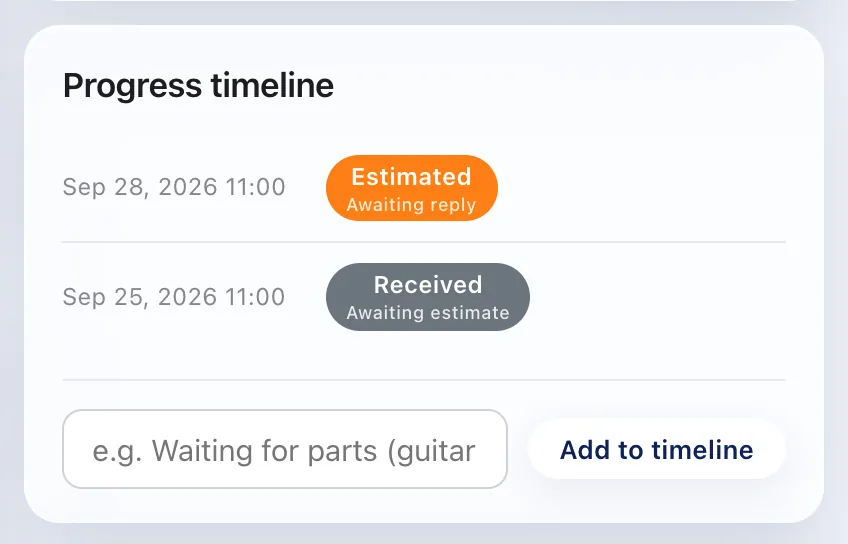 Automatic progress notifications screen
